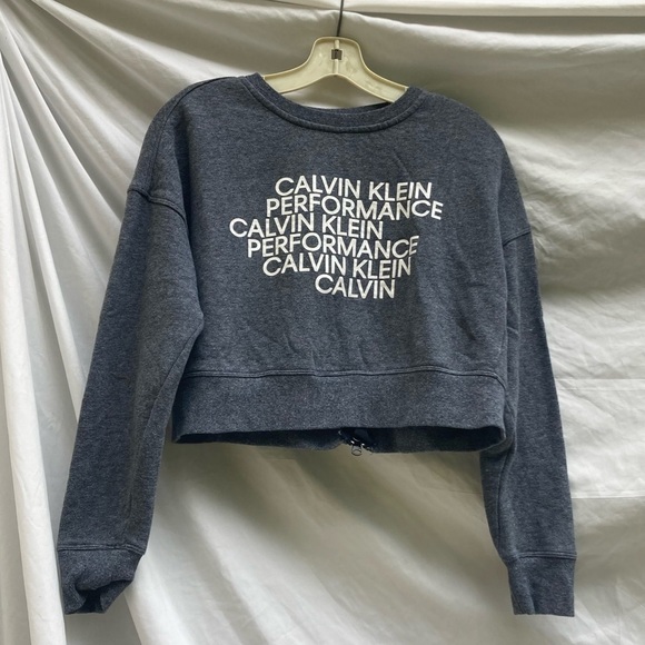 Calvin Klein Performance gray cropped sweatshirt, size small - Picture 1 of 7